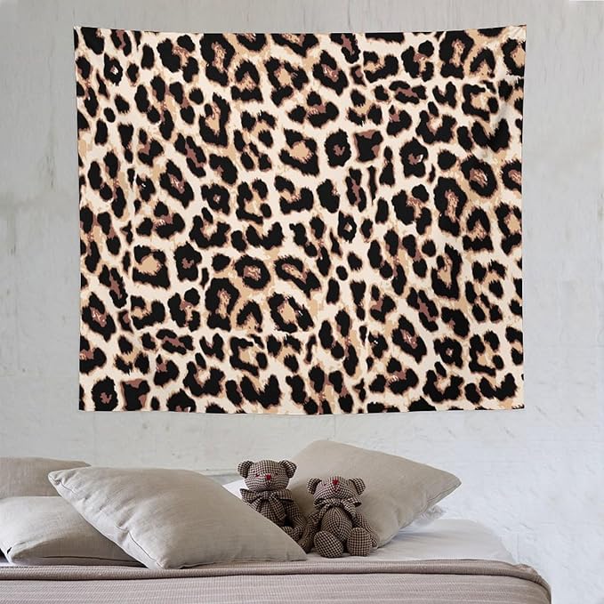 HZOHNAGO Leopard Print Tapestry Rustic Brown Leopard Wild Animal Printed Wall Tapestry Painting Wall Hanging for Bedroom Living Room Dorm 60" W x 50" H-Ruum Studio Home