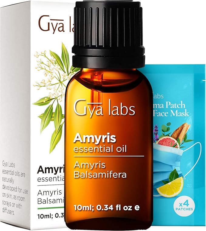 Gya Labs Amyris Essential Oil for Skin - 0.34 Fl Oz - 100% Pure Natural Amyris Oil for Diffuser, Massage, Aromatherapy & Candle Making Scent-Ruum Studio Home