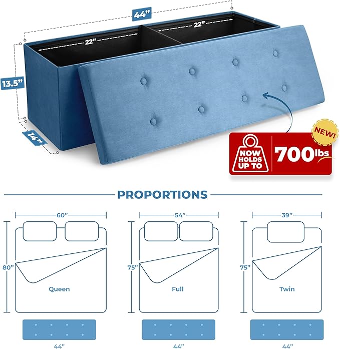 Sorbus Storage Ottoman Bench – Collapsible/Folding Bench Chest with Cover – Perfect Toy and Shoe Chest, Hope Chest, Pouffe Ottoman, Seat, Foot Rest, – Contemporary Faux Suede (Teal)-Ruum Studio Home