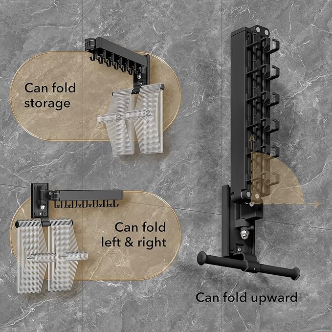 Clothes Drying Rack,Laundry Drying Rack Wall Mount, Wall Mounted Clothes Rack,Retractable,Collapsible(Tri-Fold),Drying Rack Clothing,can Fold Upward & Left & Right,Space Saver, White Color-Ruum Studio Home