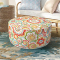 Inflatable Ottoman Stool D21 xH9 for Outdoor/Indoor Use, Water Repellent Patio Foot Rest Stool with Portable Handle,Round Pouf Ottoman Suitable for Garden,Deck and Camping - Flower Red-Ruum Studio Home