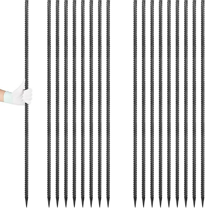 Rebar Stakes 36 inches 16-Pack Concrete Form Stakes Straight 3/8" Diameter Rebar Ground Metal Stakes for Landscaping, Securing Fence, Garden Plants Support, Survey Markers and Securing Trees-Ruum Studio Home