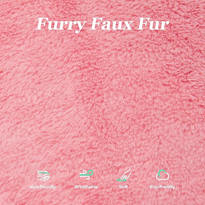 Hobestluk 3 in 1 Bean Bag Chair Giant Bean Bag Chairs for Adults with Chevron Plush Fur Cover Convertible Bean Bag Floor Cushion with Machine Washable Cover for Living Room (Plush Pink)-Ruum Studio Home
