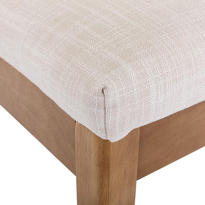 VESCASA Upholstered Dining Chairs with Square Rattan Back, Armless Padded Linen Cushion Dining Chairs with Wood Legs for Dining Room, Kitchen, Set of 4, Natural Frame-Ruum Studio Home