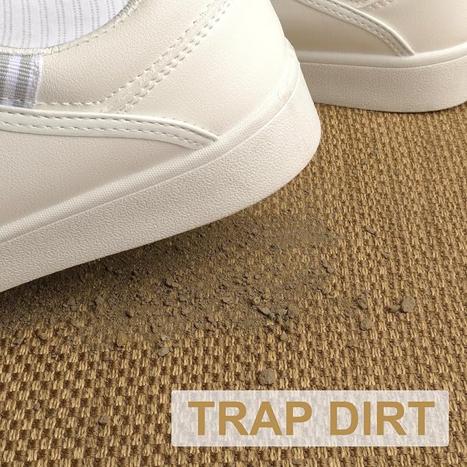 LEKEEPGO Door Mat 17"x29", Low-Profile Door Mat Indoor Entrance, Non Slip Rubber Backing Front Doormat Washable Absorbent Inside Indoor Resist Dirt Entryway Mat, Light Brown-Ruum Studio Home