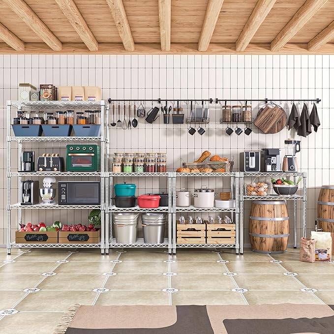1750 LBS Storage Shelves 5-Tier Utility Shelving Unit Steel Organizer Wire Rack for Home,Kitchen,Office,Garage, Capacity 17.7" D x 47.2" W x 72.3" H-Ruum Studio Home