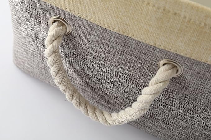 TheWarmHome Storage Basket for Organizing - 3 Pack 14x10x7 inch Large Collapsible Storage Bin for Shelves, Fabric Storage Cubes for Organizer ClosetCloth Gift Toy (Grey & Gold)-Ruum Studio Home