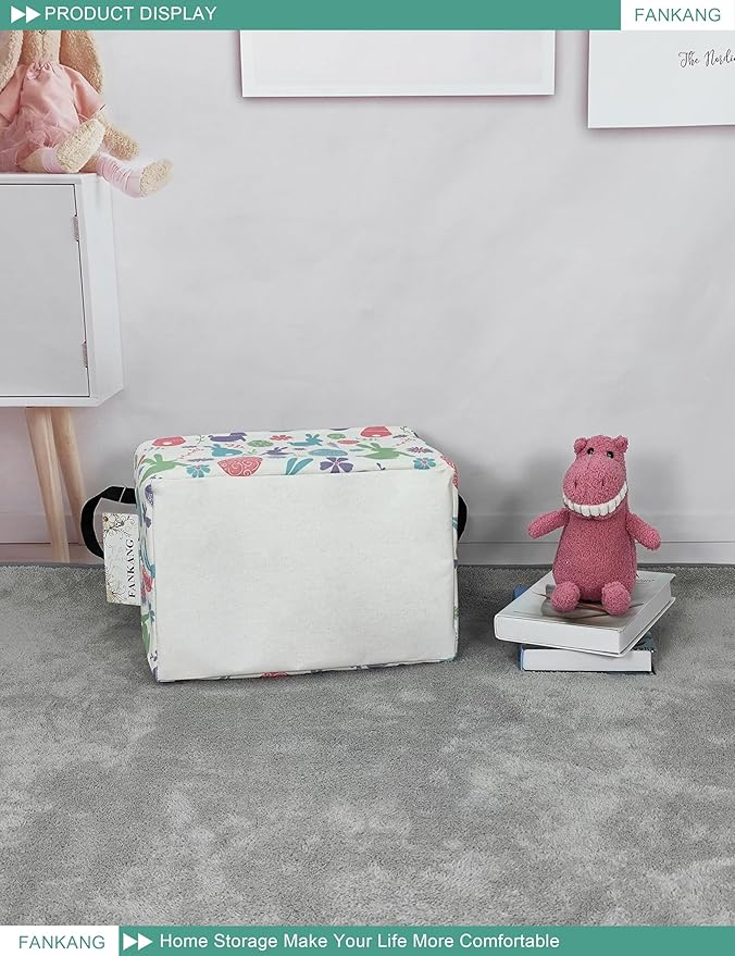 FANKANG Storage Bins, Nursery Hamper Canvas Laundry Basket Foldable with Waterproof PE Coating Large Storage Baskets for Kids Boys and Girls, Office, Bedroom, Clothes,Toys(Rec-Easter egg）-Ruum Studio Home