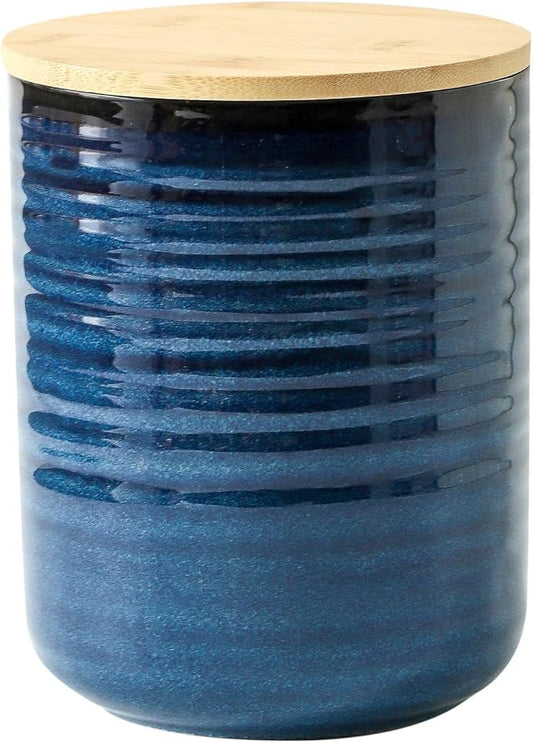 Hasense Ceramic Canister with Airtight Lid for Kitchen Counter, 80 Ounce Large Ceramic Food Storage Jar with Seal Ring for Serving Flour, Grain, Cereal, Pasta, Coffee, Sugar, Tea and Spice, Blue-Ruum Studio Home