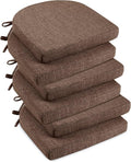 downluxe Indoor Chair Cushions for Dining Chairs, Soft and Comfortable Textured Foam Kitchen Chair Pads with Ties and Non-Slip Backing, 16" x 16" x 2", Brown, 6 Pack-Ruum Studio Home