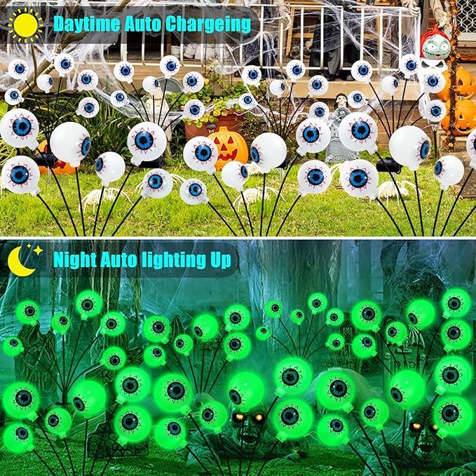 Solar Garden Lights Outdoor, Swaying Light Waterproof Solar Lights Outdoor for Yard Pathway Patio, Swaying Lawn Decor as Gardening Gifts for Women Holiday (Green, 4 Pack Halloween Decor)-Ruum Studio Home