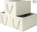 StorageWorks Storage Baskets for Shelves, Foldable Fabric Closet Storage Bins with Handles, Fabric Storage Bins Clothes Organizer, Beige, White & Ivory, 3-Pack, Large-Ruum Studio Home