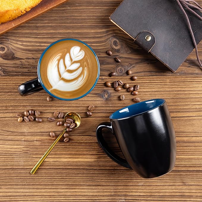 GBHOME 16oz Coffee Mugs Set of 6, Large Ceramic Coffee Mugs for Man, Woman, Dad, Mom, Modern Coffee Mugs Set with handle for Tea/Latte/Cappuccino/Milk/Cocoa. Dishwasher&Microwave Safe,Blue-Ruum Studio Home