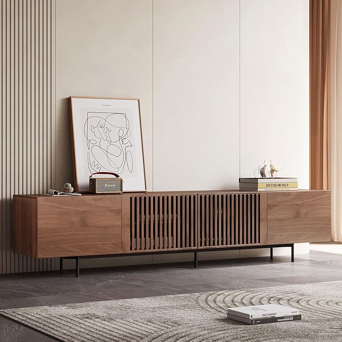 Mid Century Modern TV Stand for 70 Inch TVs, 70.87" Walnut Console with Ample Storage – Stylish Entertainment Center for Living Room or Bedroom-Ruum Studio Home