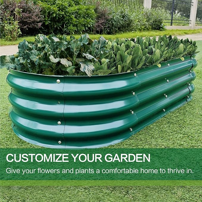 Gardmax 2 Pack Galvanized Raised Garden Bed, Lightweight Planter Boxes Outdoor with Easy Assembly, Large Garden Bed for Vegetables, Fruits, Flower Dark Green-Ruum Studio Home