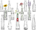 Small Vintage Glass Bottles with Corks, Mini Vases, Decorative Glass Bottle, Potion Bottles, Assorted Design - Set of 14 assorted design 5oz 6.5-7 inch tall 1.8-2.inch wide.-Ruum Studio Home