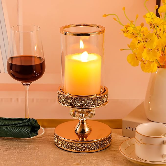 Candle Holder, Pillar Candle Holders, Crystal Candlesticks Holder for Wedding, Parties, Events, Chirstmas,Home Decor, Table Centerpieces CH028D (S)-Ruum Studio Home