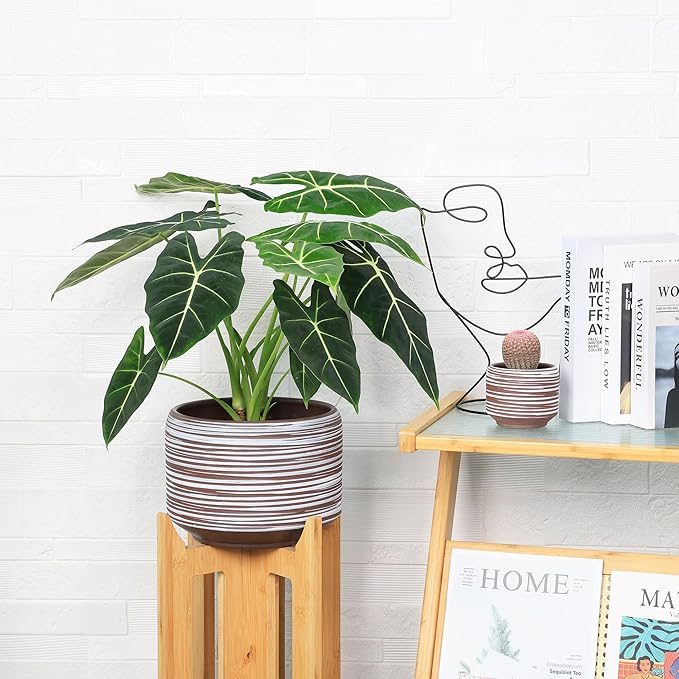 10 Inch Ceramic Plant Pot with Drainage – Large Flower Pot for Indoor Outdoor Plants, Modern Decorative Planter for Patio, Balcony, Garden, or Home Decor-Ruum Studio Home