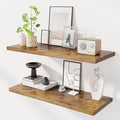 36" Floating Shelves for Wall, 12" Deep Slim Rustic Brown Floating Shelves, Wall-Mounted Shelves for Bedroom, Living Room, Kitchen, Bathroom - Set of 2-Ruum Studio Home