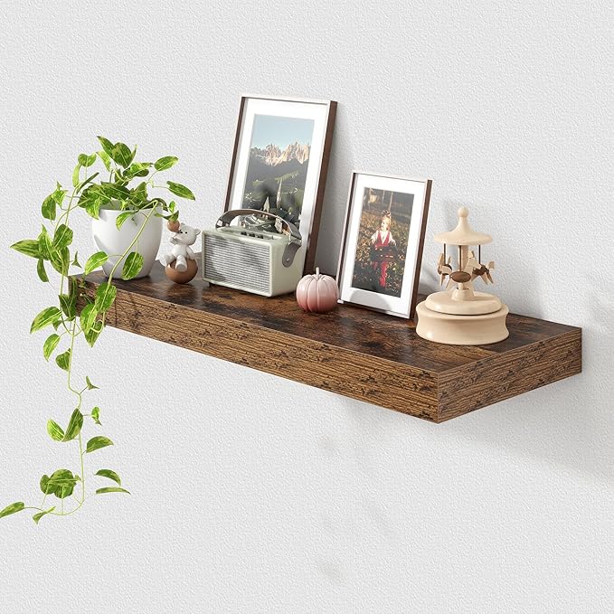 Deep Floating Shelves for Wall | 30 Inch Wide x 12 Inch Deep Floating Shelves | 30W x 12D Rustic Wood Wide Wall Shelves | Bookshelf Laundry Shelf TV Shelf-Ruum Studio Home