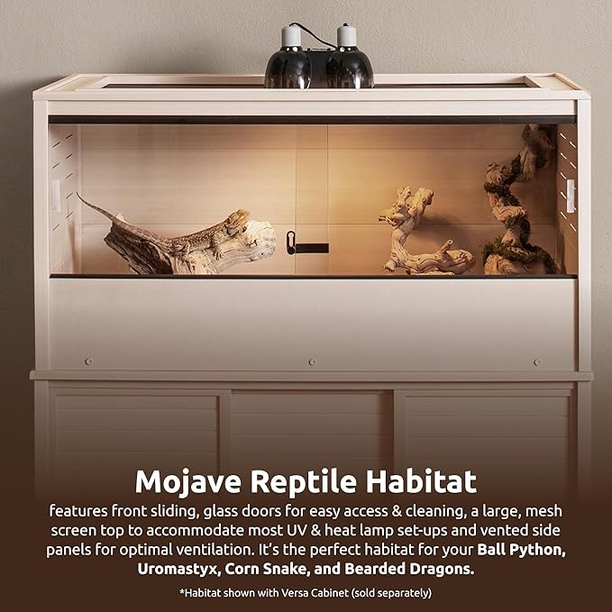 New Age Pet ECOFLEX 48" Mojave Reptile Lounge -Durable Wood Plastic Composite Habitat with Ventilation, Removable Glass Doors & Lock, Easy Assembly, for Tortoises, Snakes, Iguanas-Ruum Studio Home