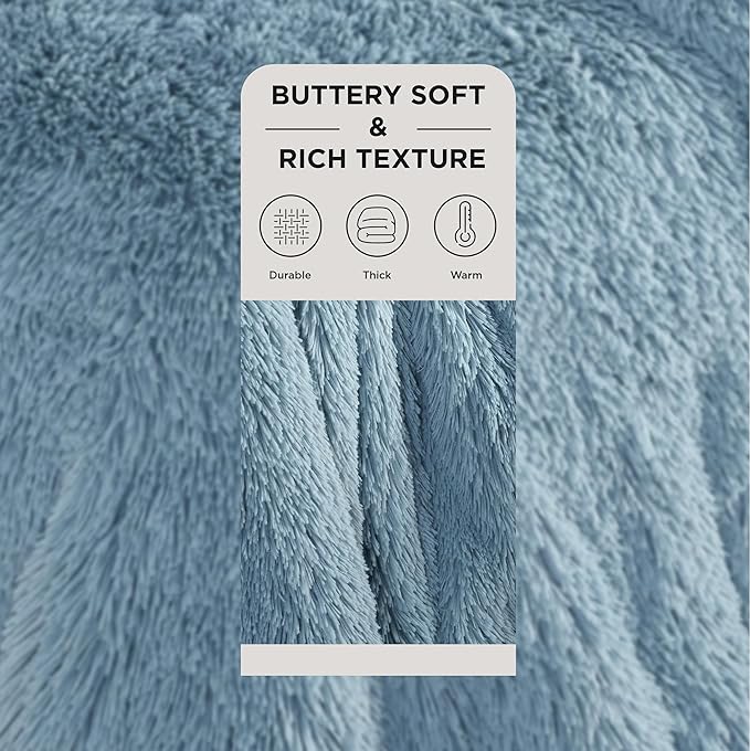 Bedsure GentleSoft Fluffy Light Sky Blue Throw Blanket, Dusty Baby Blue Decor Gifts for Women Men, Soft Cozy Fuzzy Plush Warm Minky Thick Sherpa Fleece Faux Fur Throw Blanket for Couch Bed, 50x60-Ruum Studio Home