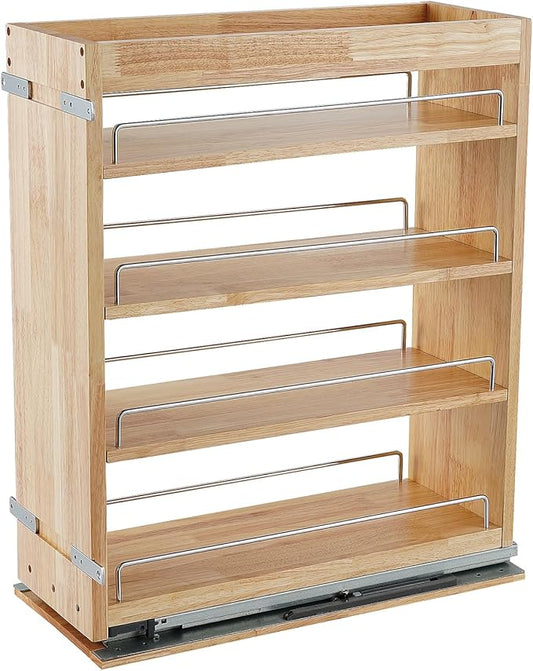DINDON Pull Out Spice Rack Cabinet Organizer, (8" W x 21.9" D x 25.2" H) Multi-Use Soild Wood Pull Out Cabinet Organizer Slide Out Shelf Sliding Base Cabinet Storage Organization-Ruum Studio Home