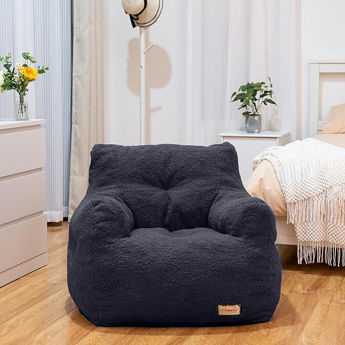 Bean Bag Chair with Filler, Bean Bag Sofa with Tufted Soft Stuffed Filling, Fluffy and Lazy Sofa, Comfy Cozy BeanBag Chairs with Memory Foam for Dorm, Apartment, Living Room (Blue)-Ruum Studio Home