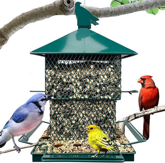 Bird Feeders for Outdoors, 6.5lb Large Capacity, Heavy Duty Metal Bird Feeder, Supports Cardinal, Finch, Blue Jay and Wild Birds(Green)-Ruum Studio Home