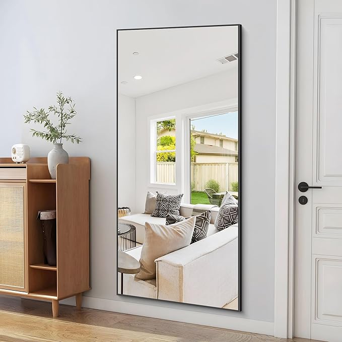 36x72inch Bathroom Mirror, Black Rectangle Mirror with Thin Metal Frame, Large Rectangular Wall Mirrors for Bathroom, Living Roomm, Hair Salon, Big Farmehouse Mirror Hang Horizontal/Vertical-Ruum Studio Home