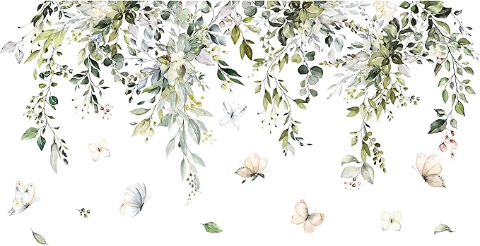 Amaonm Creative Removable Rainforest Plants Wall Decals Hanging Green Leaves and Vines Wall Stickers 3D Home Wall Corner Background Decoration Decor for Kids Girls Bedroom Nursery Offices Living Room-Ruum Studio Home