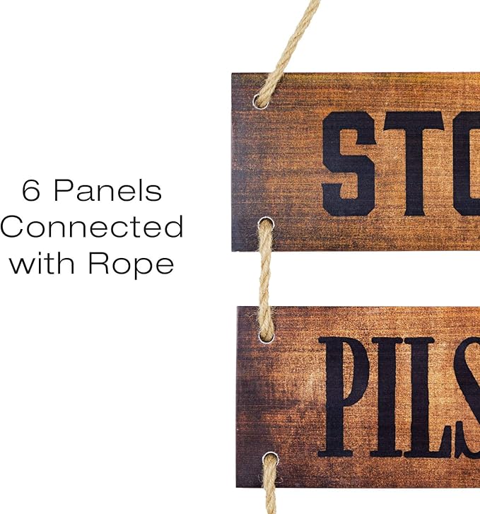 EXCELLO GLOBAL PRODUCTS Large Hanging Wall Sign: Rustic Wooden Decor (Stout, Pilsner, IPA, Porter, Lager, Brown Ale) Hanging Light Wood Wall Decoration (11.75" x 32")-Ruum Studio Home