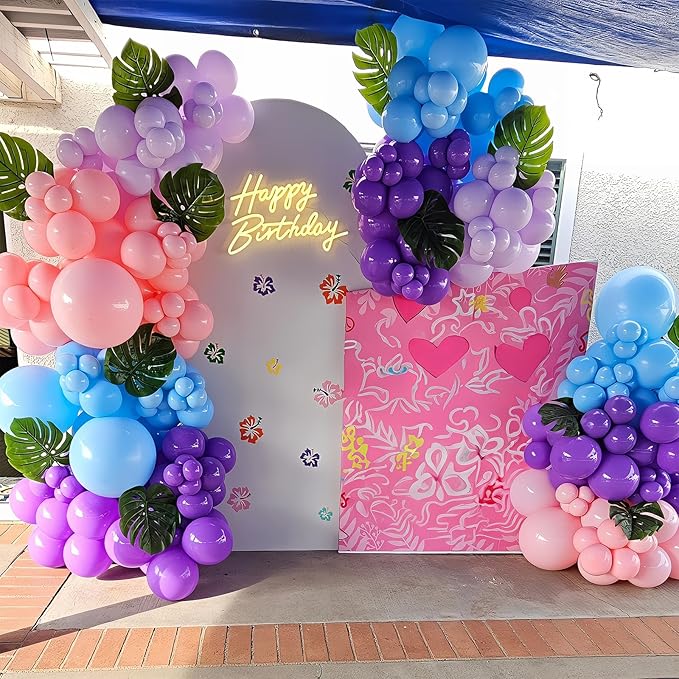 Blue Purple Balloons 60 Pcs 12 Inch Pink Light Purple Peacock Blue Latex Party Balloons for Kid Cartoon Theme Birthday Baby Shower Party Decorations Supplies-Ruum Studio Home