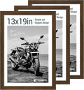 13x19 Picture Frame 3 Pack - Brown Woodgrain, Wood Photo Frame, HD Tempered Glass, Wall Gallery Poster Frame-Ruum Studio Home