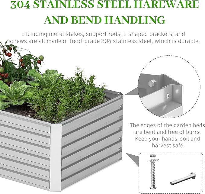8x4x2 ft Outdoor Raised Garden Bed, Large Metal Planter Raised Beds, Planters for Outdoor Plants for Vegetables, Flowers, Herbs, Fruits, and Succulents.(2 Pcs)-Ruum Studio Home