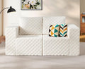 Modular Sectional Sofa 2 Seater Loveseat Modular Couch with Deep Seat Memory Foam Cloud Chair with Pillows Oversized Sectional Sofa for Living Room Bedroom (Plush White, Loveseat)-Ruum Studio Home