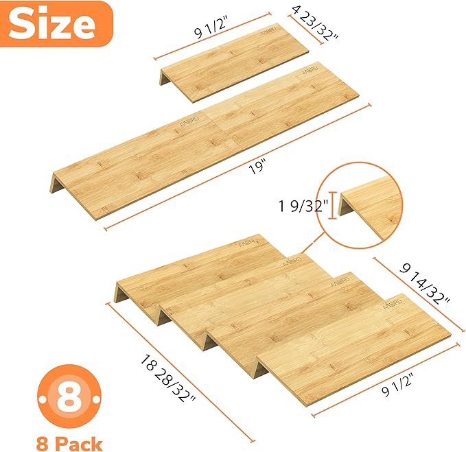 AMBIRD Bamboo Spice Drawer Organizer with Non-slip Mat,4 Tier - 2 Set Jar Spice Rack Tray From 9.5''to 19'', Seasoning Organizer for Kitchen,Cabinet,Drawers,Countertop-Ruum Studio Home