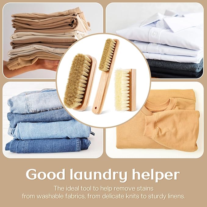 3 Pcs Wood Laundry Stain Brush Stain Remover Brushes with Boar Bristle Small Stain Brush for Clothes for Scrubbing Stains from Furniture Fabric Leather(3 Pcs F)-Ruum Studio Home