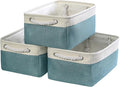 TheWarmHome Fabric Storage Bins Baskets for Organizing,Sturdy Storage Basket W/Handles, Decorative Foldable Storage Baskets for Shelves Closet Nursery Toy (White&Teal, Medium - 3 Pack)-Ruum Studio Home