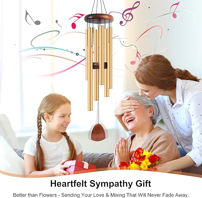 Large Aluminium Wind Chimes 37 Inches to Create a Zen Atmosphere Suitable for Outdoor, Garden, Patio Decoration. Classic Wind Chimes with Wind Catcher Suitable as A Gift for Unisex(Gold)-Ruum Studio Home