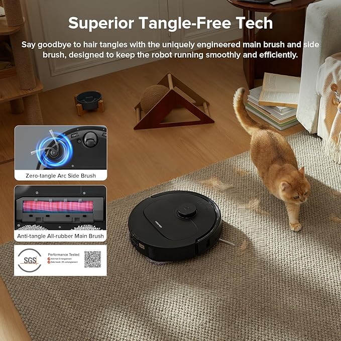 roborock Qrevo Series Robot Vacuum and Mop, 8000Pa Suction, Upgraded from Qrevo S, Anti-Tangle Brushes, Smart Obstacle Avoidance, Auto Mop Washing, All-in-One Dock, 200RPM Spinning Mops, Black(QV 35A)-Ruum Studio Home