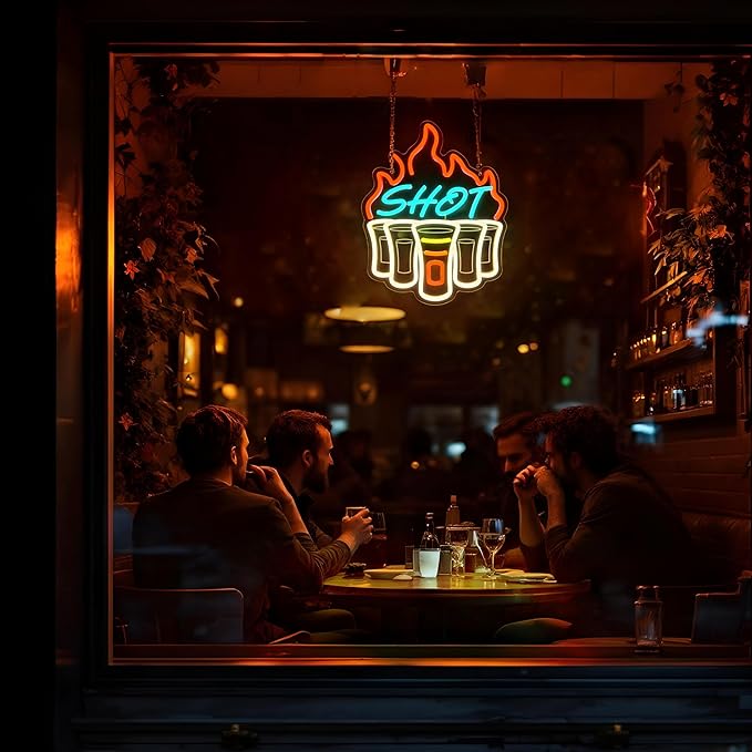 Shot Neon Sign, Bar Neon Signs for Wall Decor, Dimmable Acrylic Neon Lights for Home Bar Pub Club Bistro Man Cave Restaurant Party Decorations Gift-Ruum Studio Home