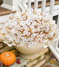 Fake Mums Artificial Fall Flowers Fake Plants for Outdoors Autumn Decor, 12 Bundles White Silk Morning Glory with Eucalyptus Look Real UV Resistant Faux Flowers for Outside Planters Front Door Yard-Ruum Studio Home