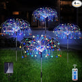 Outdoor Solar Garden Lights, 4 Pack 120 LED Copper Wire Waterproof Garden Fireworks Lamp with Remote, 8 Modes Decorative Sparkles Stake Landscape Light for Pathway Lawn Decor (Colorful)-Ruum Studio Home