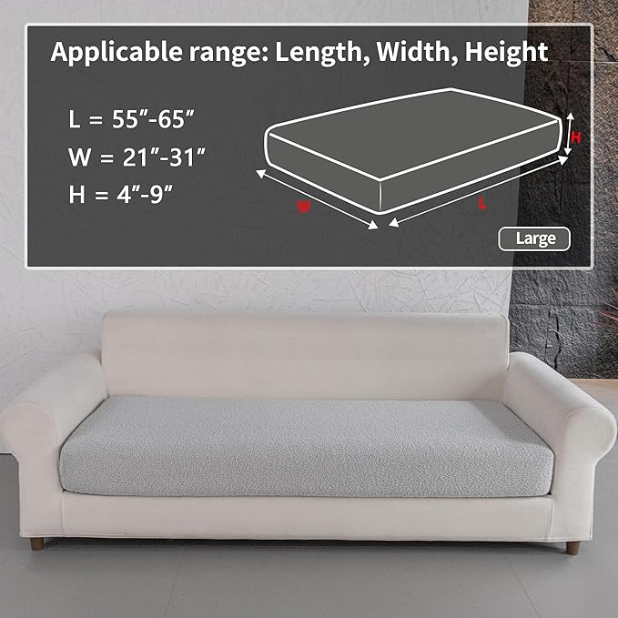 Couch Cushion Covers for Sectional Sofa, Stretch Soft Sofa Slipcovers Washable Wear-Resistant Universal Furniture Protector for Living Room(1 Piece Large Cover, Light Gray)-Ruum Studio Home