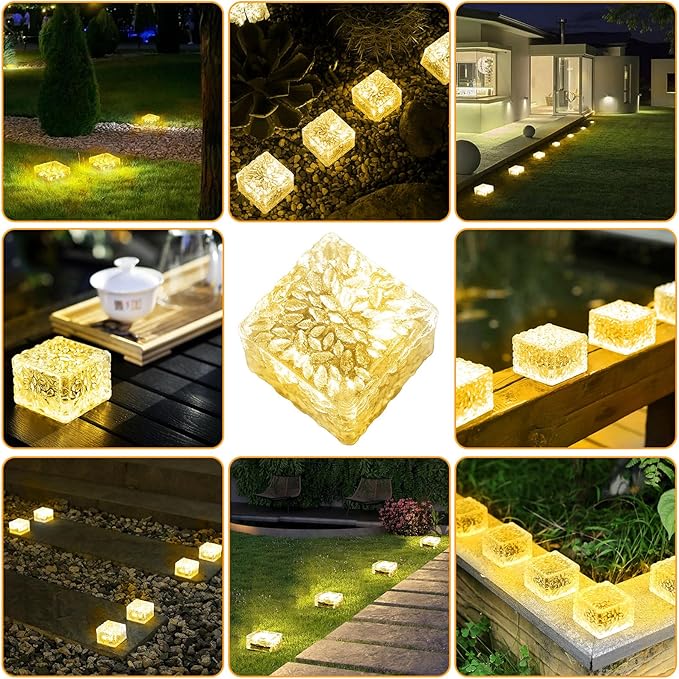 Solar Brick Lights - Outdoor Waterproof Patio & Garden Decor (3 Packs) for Patio, Yard, Walkway, Pathway-Ruum Studio Home