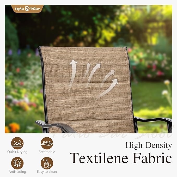 Sophia & William Outdoor Bar Set, Patio Bar Table and Chairs Set, Bar Height Patio Set - 4 x Swivel Bar Chairs(Brown-Padded), 1 x Rectangular Bar Table-Ruum Studio Home
