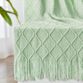 inhand Knitted Throw Blanket for Couch and Bed, Soft Living Room Home Decor Knitted Blanket with Tassel, Outdoor Lightweight Breathable Summer Blanket, Farmhouse Warm Woven Decorative, 50"x60"-Ruum Studio Home