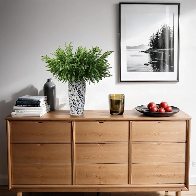 12Pcs Artificial Norfolk Pine Branches 24" Plastic Christmas Plants Decor Faux Greenery Stems Pine Picks Outdoor Faux Plants UV Resistant for Xmas Indoor, Front Porch Home Décor (12, 24inch)-Ruum Studio Home