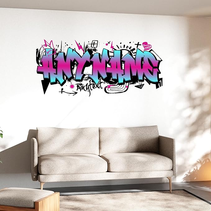 Custom Graffiti Wall Decal Personalized Graffiti Name Fitness Gym Workout Room Wall Decals and Stickers for Nursery, Room Walls Decor, Peel & Stick Name Decals for Walls-Ruum Studio Home